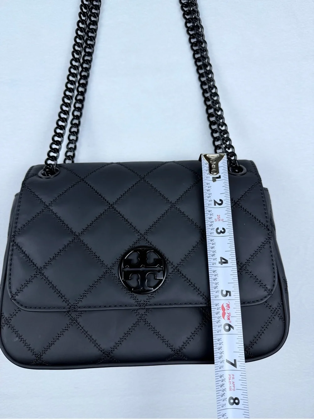 Tory Burch Black Quilted Leather Convertible Chain Shoulder Bag Crossbody Purse